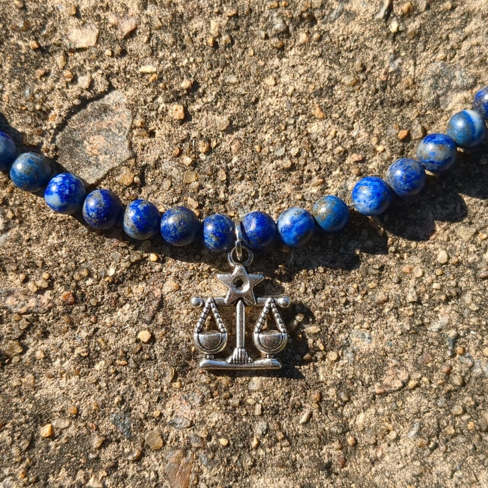 LAPIS NECKLACE WITH LIBRA CHARM